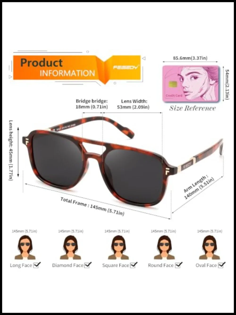 Retro Square Aviator Sunglasses UV400 Polarized TAC Lenses